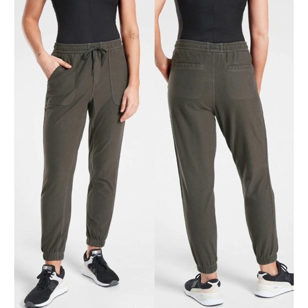 Athleta Farallon Jogger Pants Pull On Drawstring Athletic Green Women's Size 10